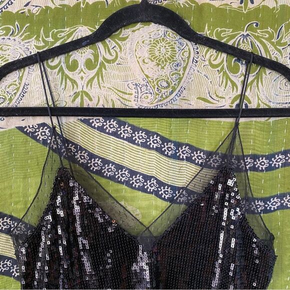 Free People Intimately Black Sassy Sequined Tank Top Size Small - Picture 3 of 14